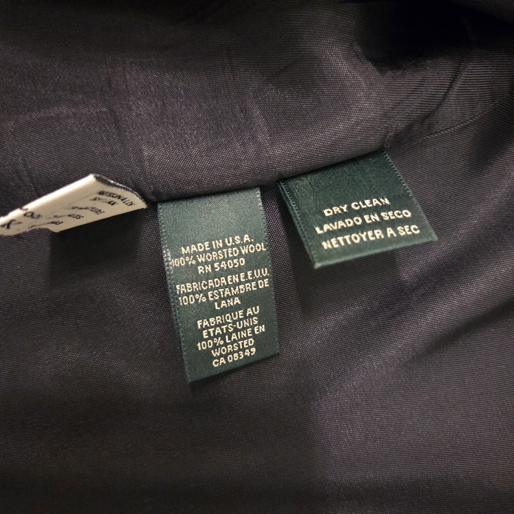 Vintage Lauren Ralph Lauren Navy Wool Double-Breasted Blazer + Embroidered Crest - Picture 10 of 13